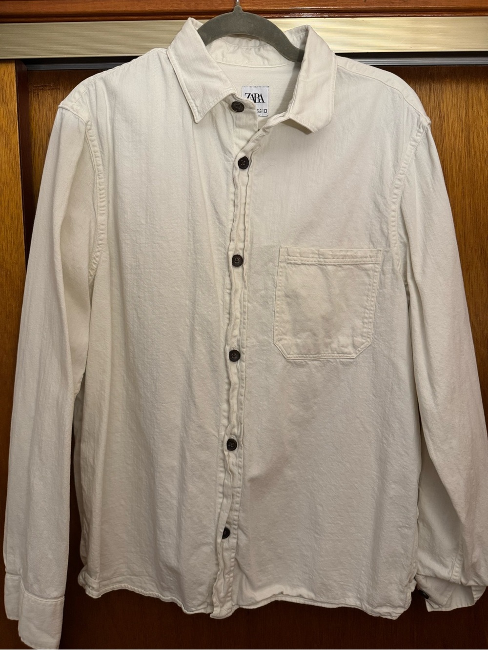 Zara Off-White Long Sleeve Button-Down Shirt